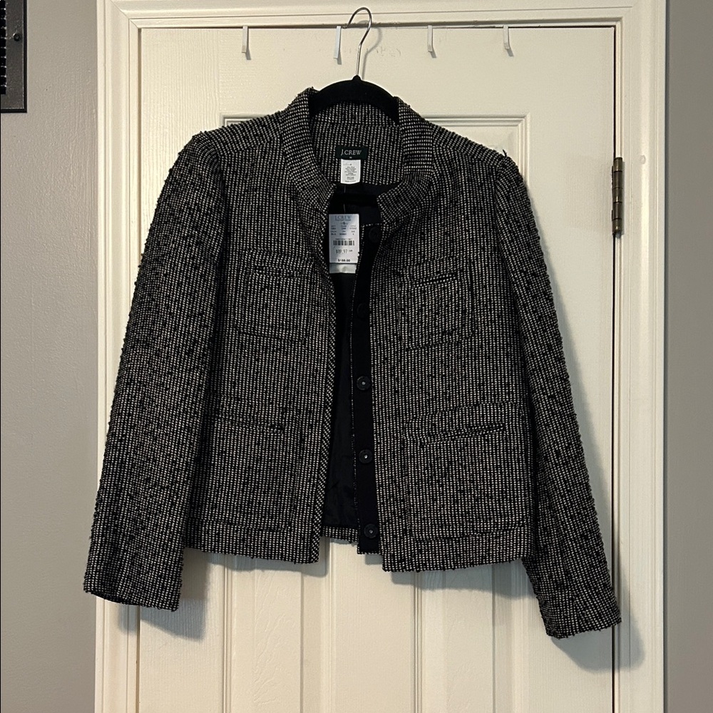 J. Crew Black and White Textured Blazer